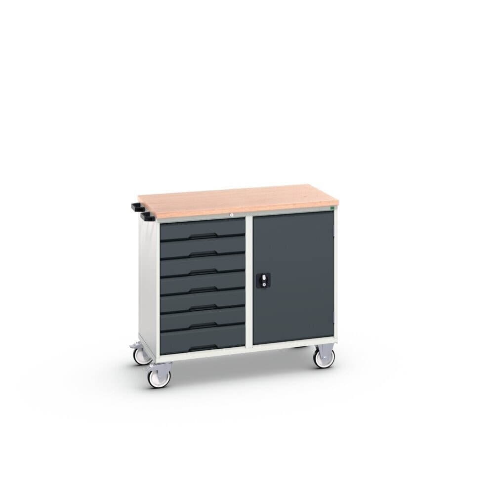 N° de l'image du produit 2 : bott Chariot de montage verso, avec 7 tiroirs, porte et top en multiplex, lxPxH : 1 050 x 600 x 980 mm
