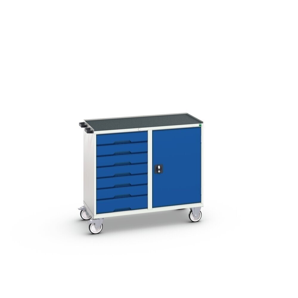 N° de l'image du produit 2 : bott Chariot de montage verso, avec 7 tiroirs, porte et rebord anti-chutes, lxPxH : 1 050 x 550 x 965 mm