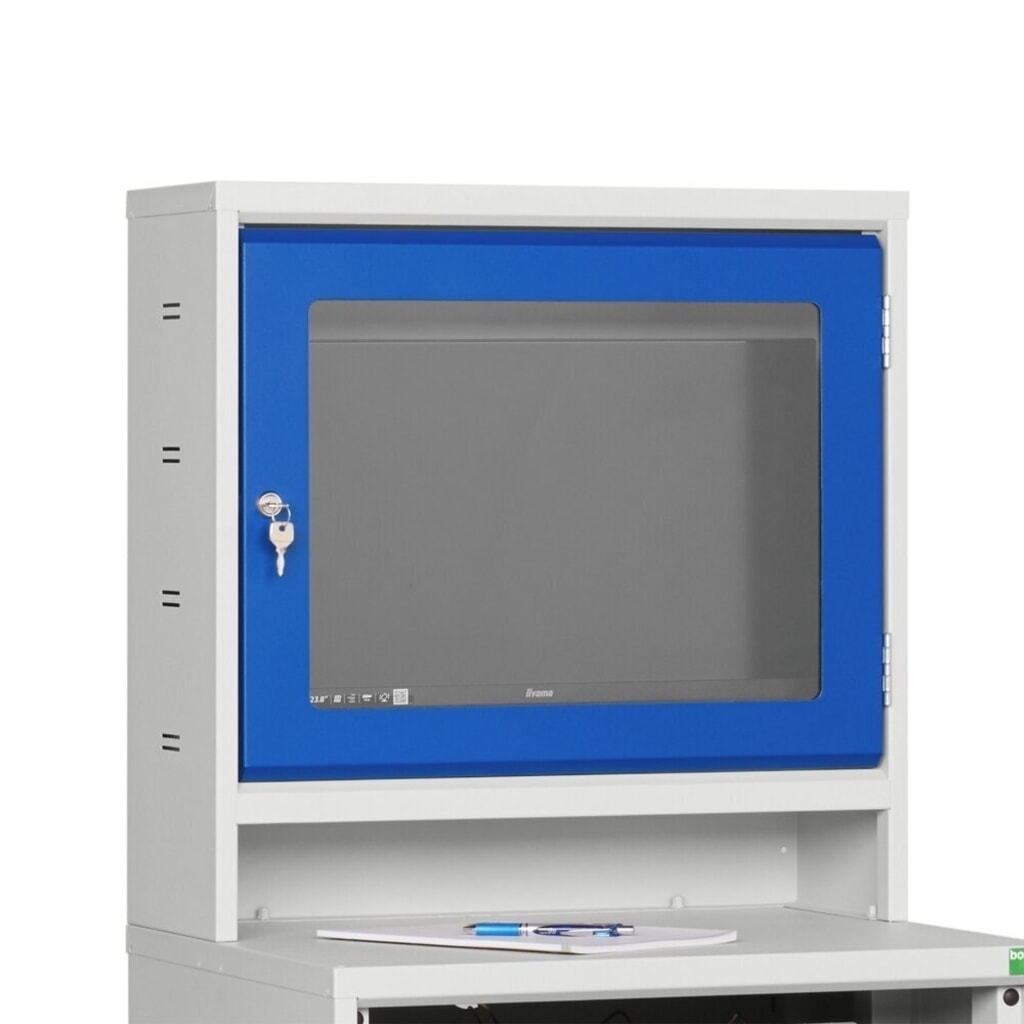 bott verso Poste informatique avec compartiment pour écran, avec armoire suspendue, 1 tablette, 1 étagère N° de l'image du produit 4 : bott verso Poste informatique avec compartiment pour écran, avec armoire suspendue, 1 tablette, 1 étagère