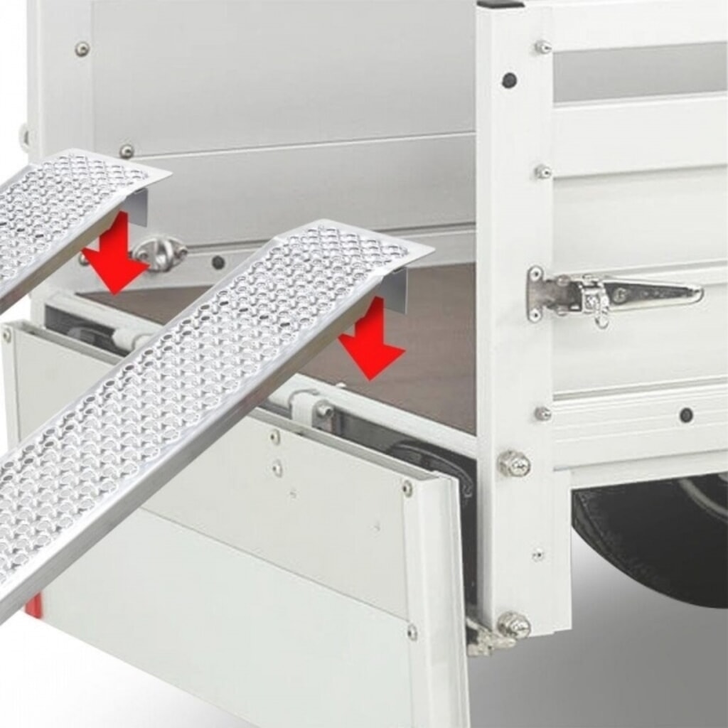 Rampes en aluminium, lot de 2, capacité de charge 400 kg/paire, Lxl 2 000 x 200 mm N° de l'image du produit 4 : Rampes en aluminium, lot de 2, capacité de charge 400 kg/paire, Lxl 2 000 x 200 mm