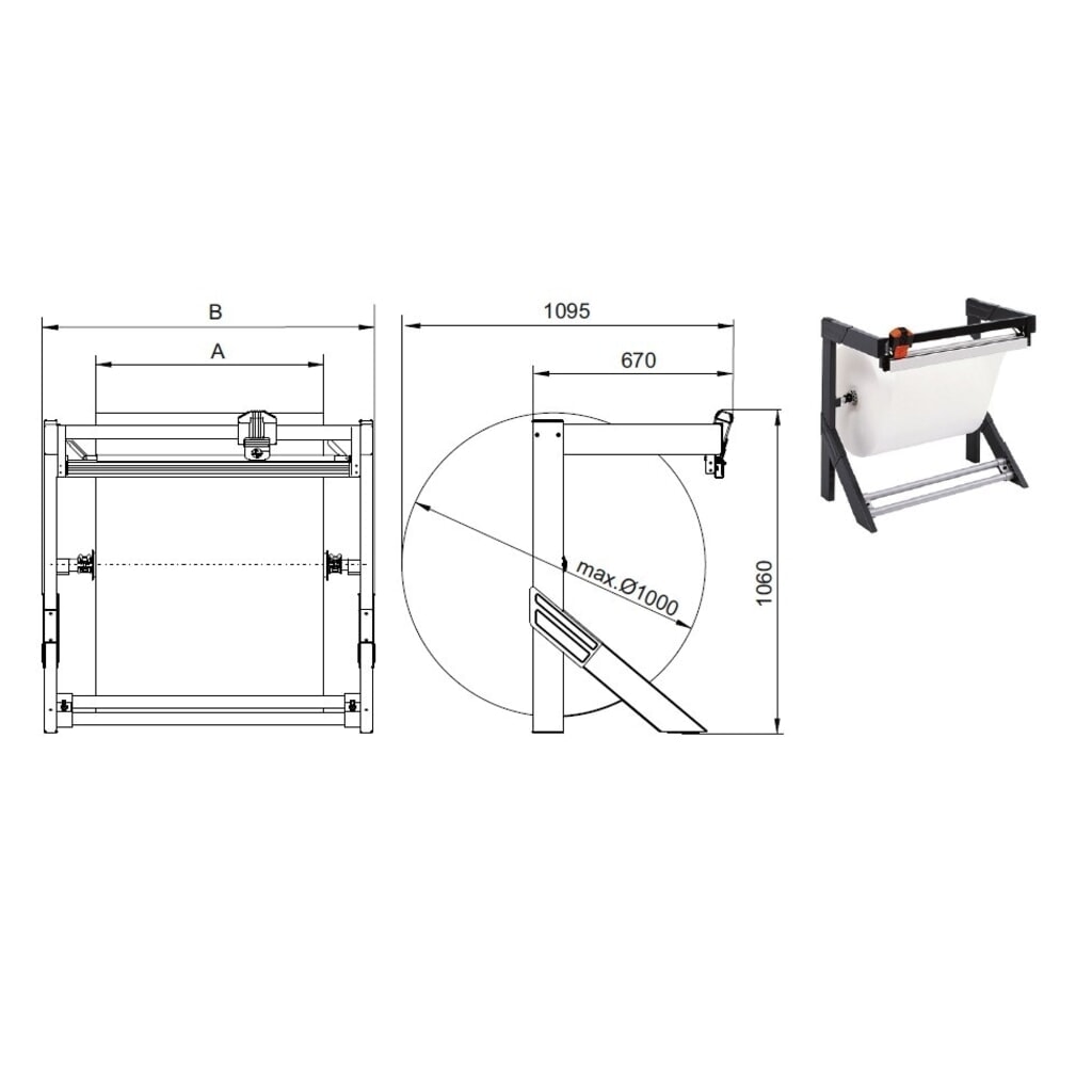 Rocholz support de découpe horizontal pour grandes bobines, poids de rouleau max. 200 kg, largeur de coupe 750 mm N° de l'image du produit 4 : Rocholz support de découpe horizontal pour grandes bobines, poids de rouleau max. 200 kg, largeur de coupe 750 mm