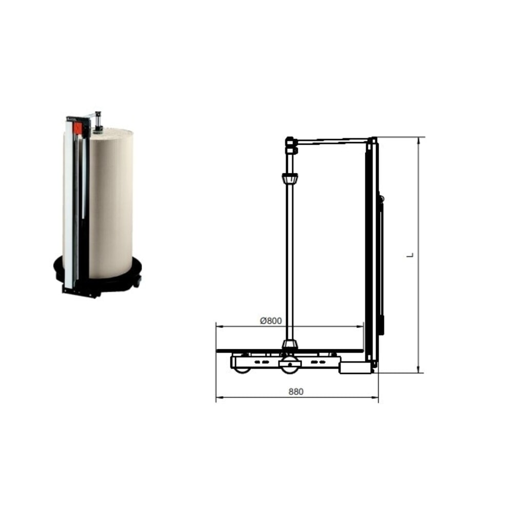 N° de l'image du produit 4 : Rocholz support de découpe vertical pour rouleaux lourds, poids maximal du rouleau 200 kg, diamètre maximal du rouleau 700 mm, largeur de coupe 1000 mm