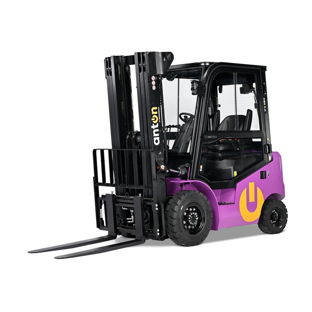 N° de l'image du produit 2 : AntOn by Jungheinrich chariot élévateur électrique CBH 2.0 avec mât télescopique triple, hauteur de levage 4 800 mm, capacité de charge 2 000 kg, cabine intempéries Comfort, y compris chargeur externe 80 V, 100 A, CEE, 5 broches