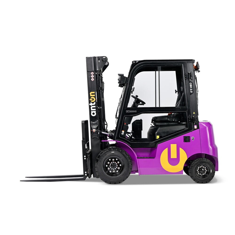 N° de l'image du produit 1 : AntOn by Jungheinrich chariot élévateur électrique CBH 2.0 avec mât télescopique triple, hauteur de levage 4 800 mm, capacité de charge 2 000 kg, cabine intempéries Comfort, y compris chargeur externe 80 V, 100 A, CEE, 5 broches