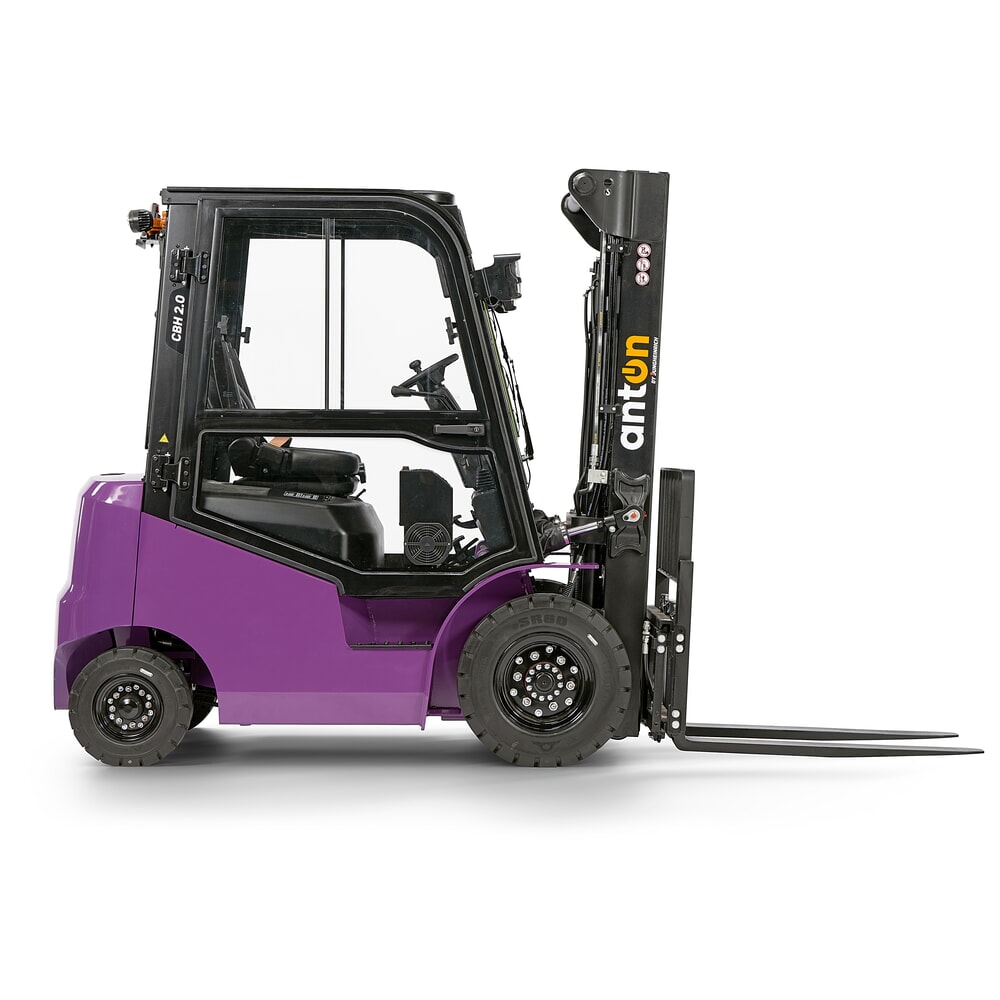 N° de l'image du produit 4 : AntOn by Jungheinrich chariot élévateur électrique CBH 2.0 avec mât télescopique triple, hauteur de levage 4 800 mm, capacité de charge 2 000 kg, cabine intempéries Comfort, y compris chargeur externe 80 V, 100 A, CEE, 5 broches