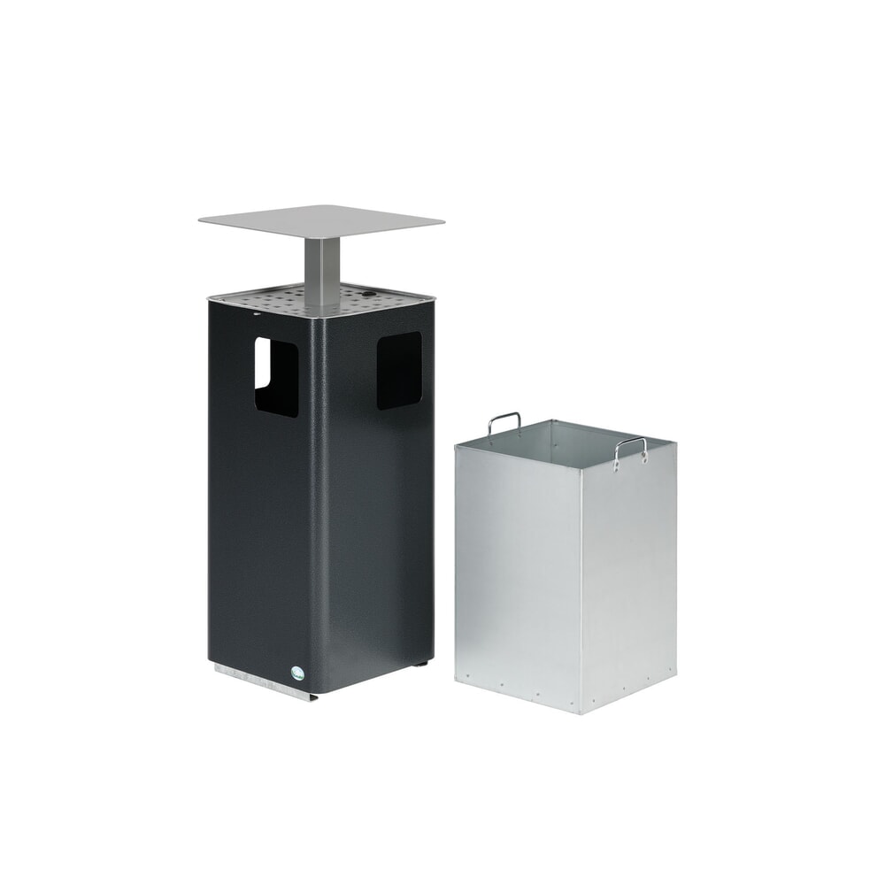 N° de l'image du produit 3 : Cendrier combiné VAR® E14, avec 3 ouvertures de dépôt et toit verrouillable, argent antique