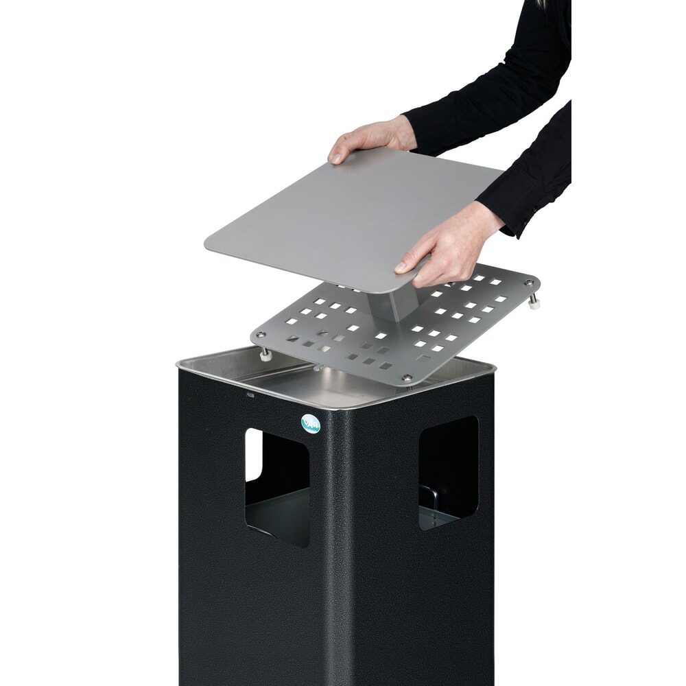 N° de l'image du produit 4 : Cendrier combiné VAR® E14, avec 3 ouvertures de dépôt et toit verrouillable, argent antique
