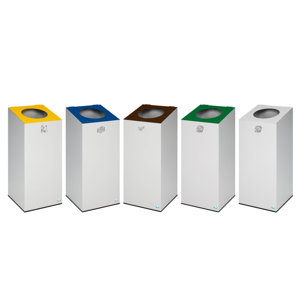 N° de l'image du produit 3 : Collecteur de recyclage VAR® WSG 38, avec anneau de serrage et batterie rechargeable ronde, gris clair, brun sépia