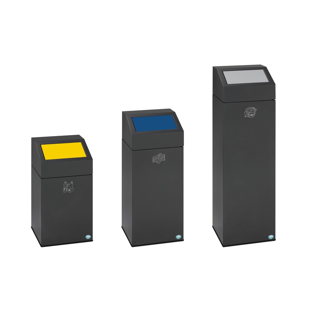 N° de l'image du produit 2 : Collecteur de recyclage VAR® WSG 40E, pour l’intérieur, auto-extinguible, capacité 43 litres, gris fer micacé, jaune trafic