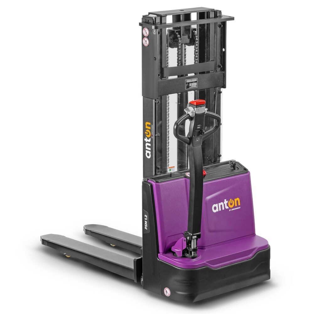 N° de l'image du produit 3 : Gerbeur électrique AntOn by Jungheinrich PSM 1.2, avec mât télescopique double, capacité de charge 1 200 kg, hauteur de levée 2 522 mm