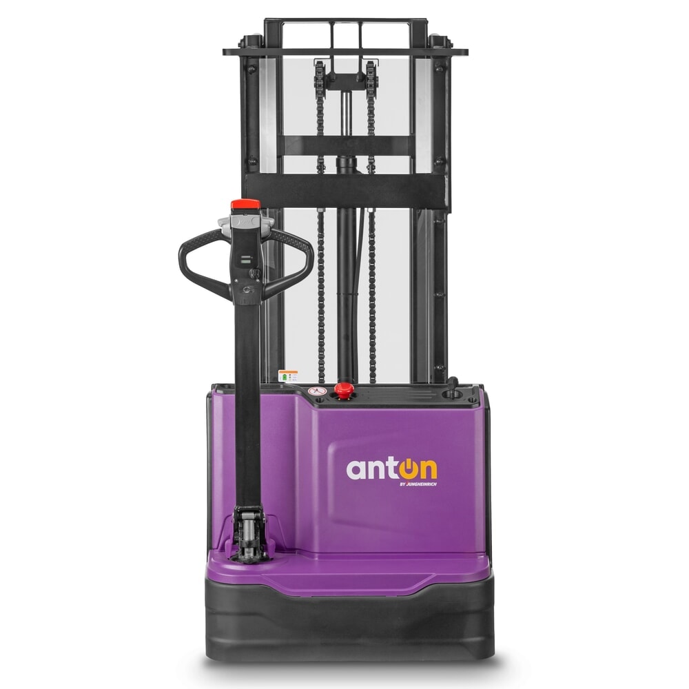 N° de l'image du produit 4 : Gerbeur électrique AntOn by Jungheinrich PSM 1.2, avec mât télescopique double, capacité de charge 1 200 kg, hauteur de levée 2 522 mm