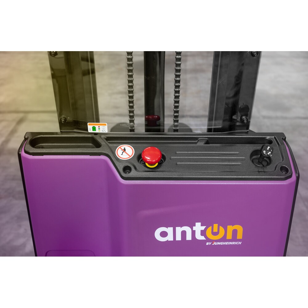 N° de l'image du produit 8 : Gerbeur électrique AntOn by Jungheinrich PSM 1.2, avec mât télescopique double, capacité de charge 1 200 kg, hauteur de levée 2 522 mm