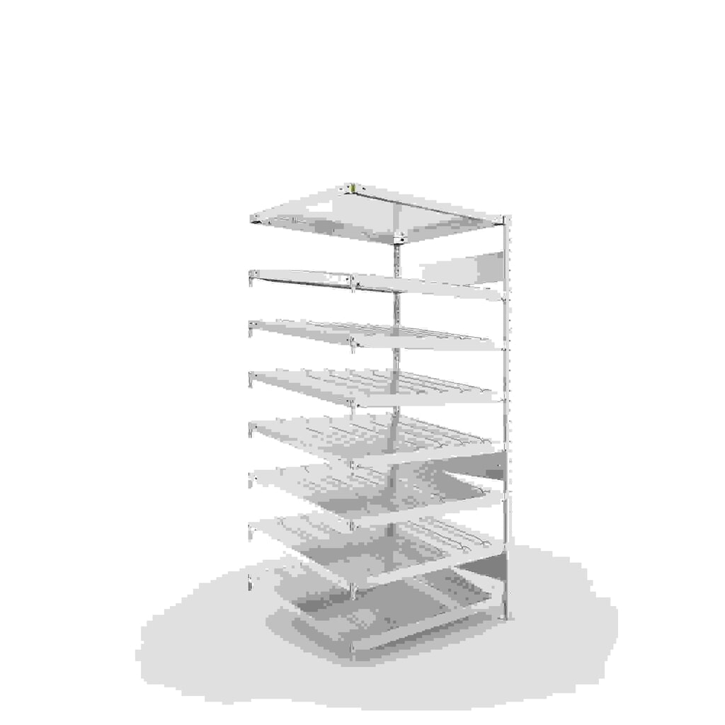 Illustration du produit: Rayonnage dynamique pour palettes META TA, unilatéral, avec tablettes, profondeur 800 mm