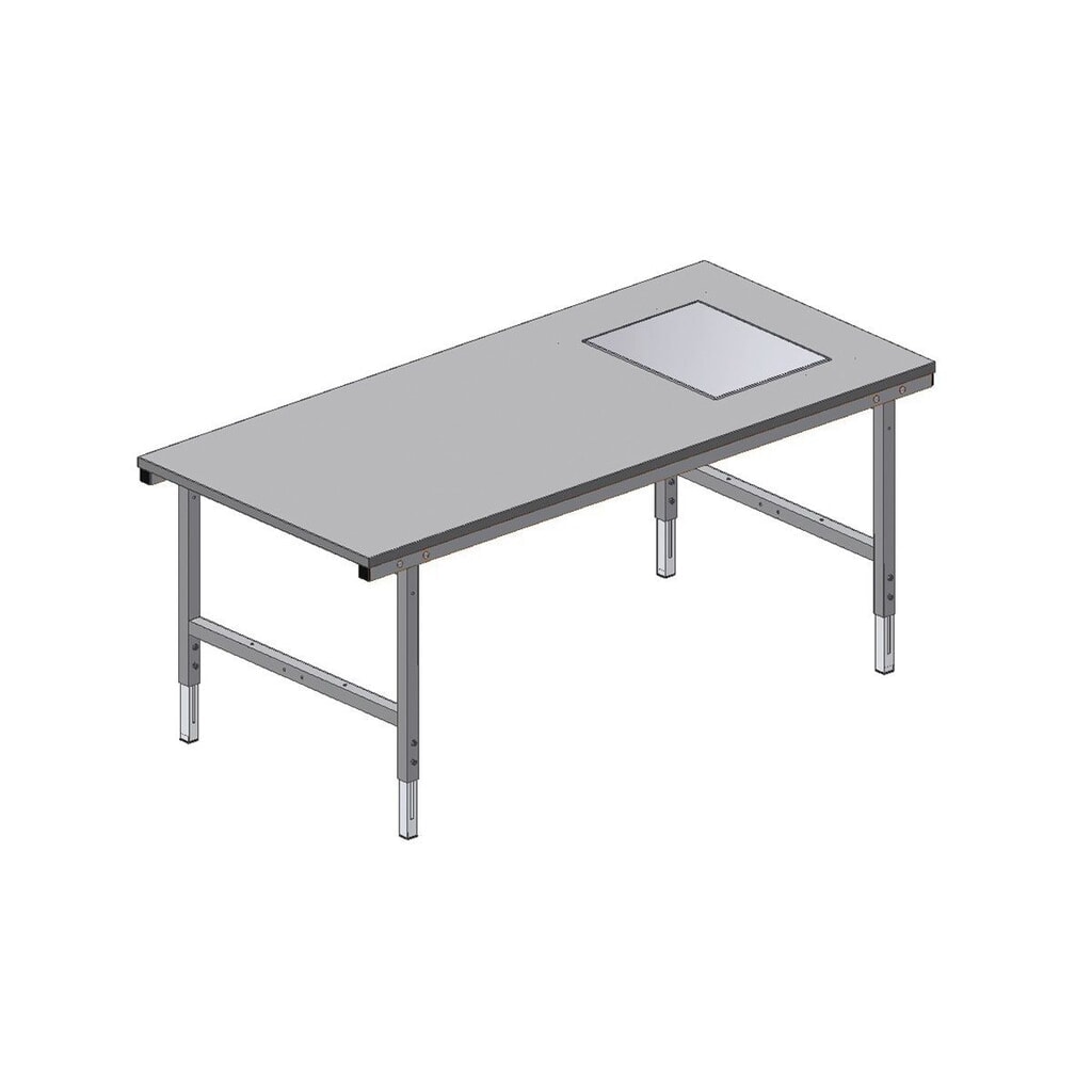 Illustration du produit: Rocholz Höhenverstellbarer Packtisch SYSTEM 2000, elektrisch, eichfähige Waage, HxBxT 710–960 mm x 2000 mm x 920 mm