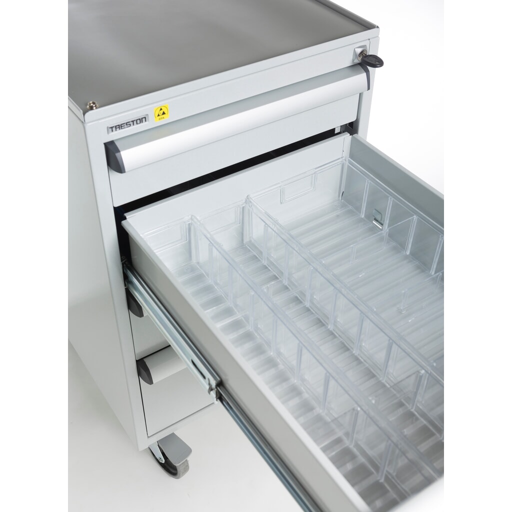 Bloc-tiroirs TRESTON 45/56-2 standard, ESD, H x l x P 700 x 450 x 520 mm, tiroirs : 2x 100 mm, 2x 150 mm, avec roulettes N° de l'image du produit 5 : Bloc-tiroirs TRESTON 45/56-2 standard, ESD, H x l x P 700 x 450 x 520 mm, tiroirs : 2x 100 mm, 2x 150 mm, avec roulettes