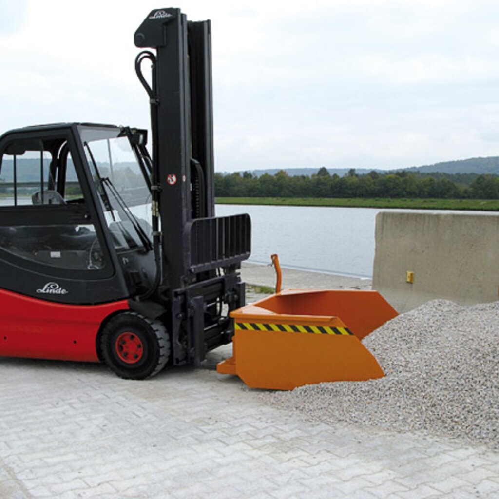 Eichinger® Pelle godet avec passage de fourche pour chariot élévateur, 1 500 kg, 300 litres orangé pur N° de l'image du produit 4 : Eichinger® Pelle godet avec passage de fourche pour chariot élévateur, 1 500 kg, 300 litres orangé pur