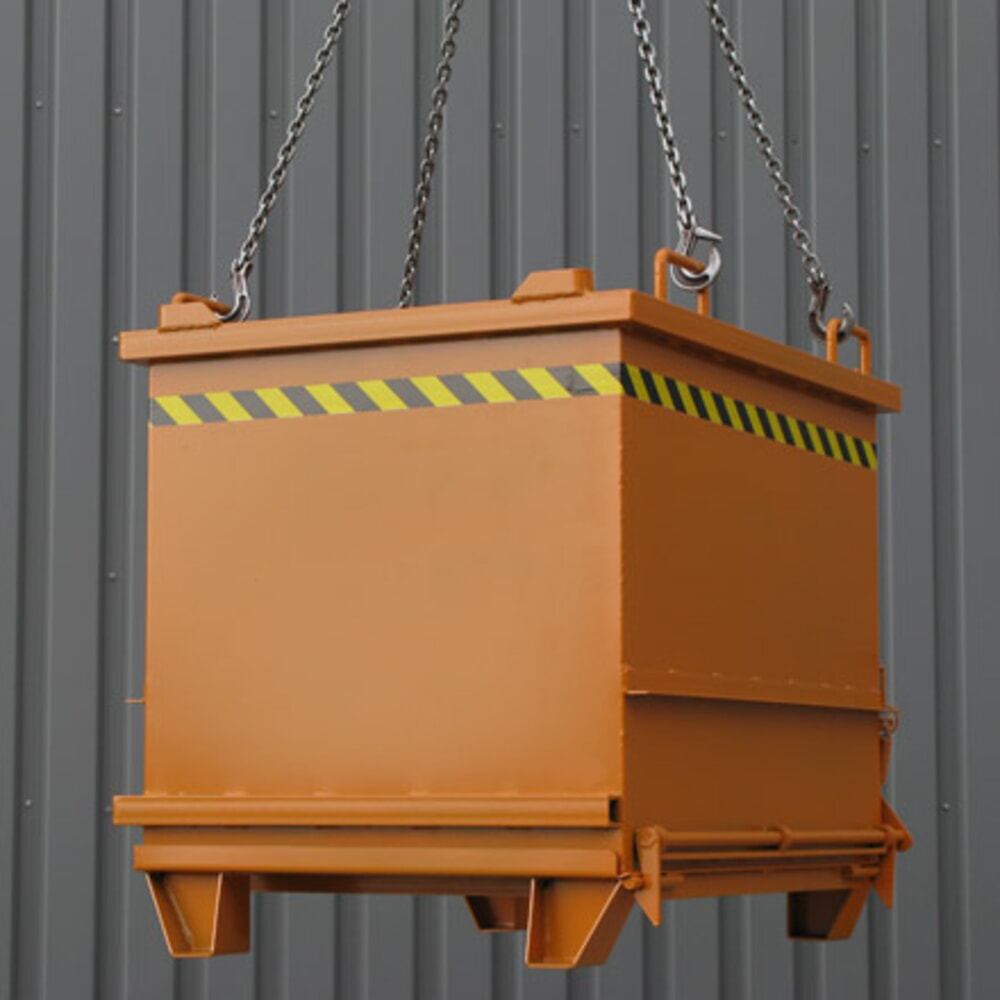 N° de l'image du produit 4 : Eichinger® Conteneur pour matériaux de construction à fond basculant, 1 000 kg, 300 litres orangé pur