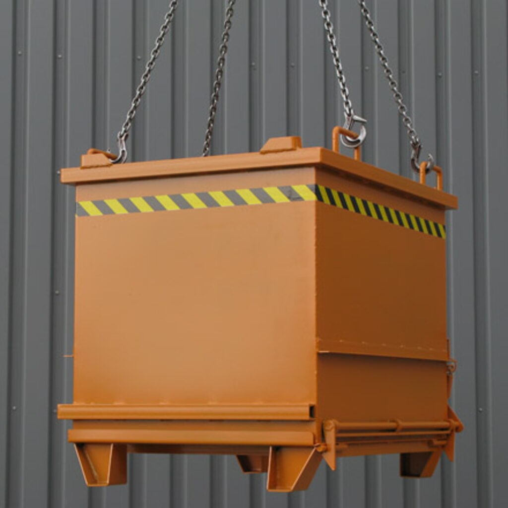 N° de l'image du produit 4 : Eichinger® Conteneur pour matériaux de construction à fond basculant, 2000 kg, 1000 litres, orangé pur
