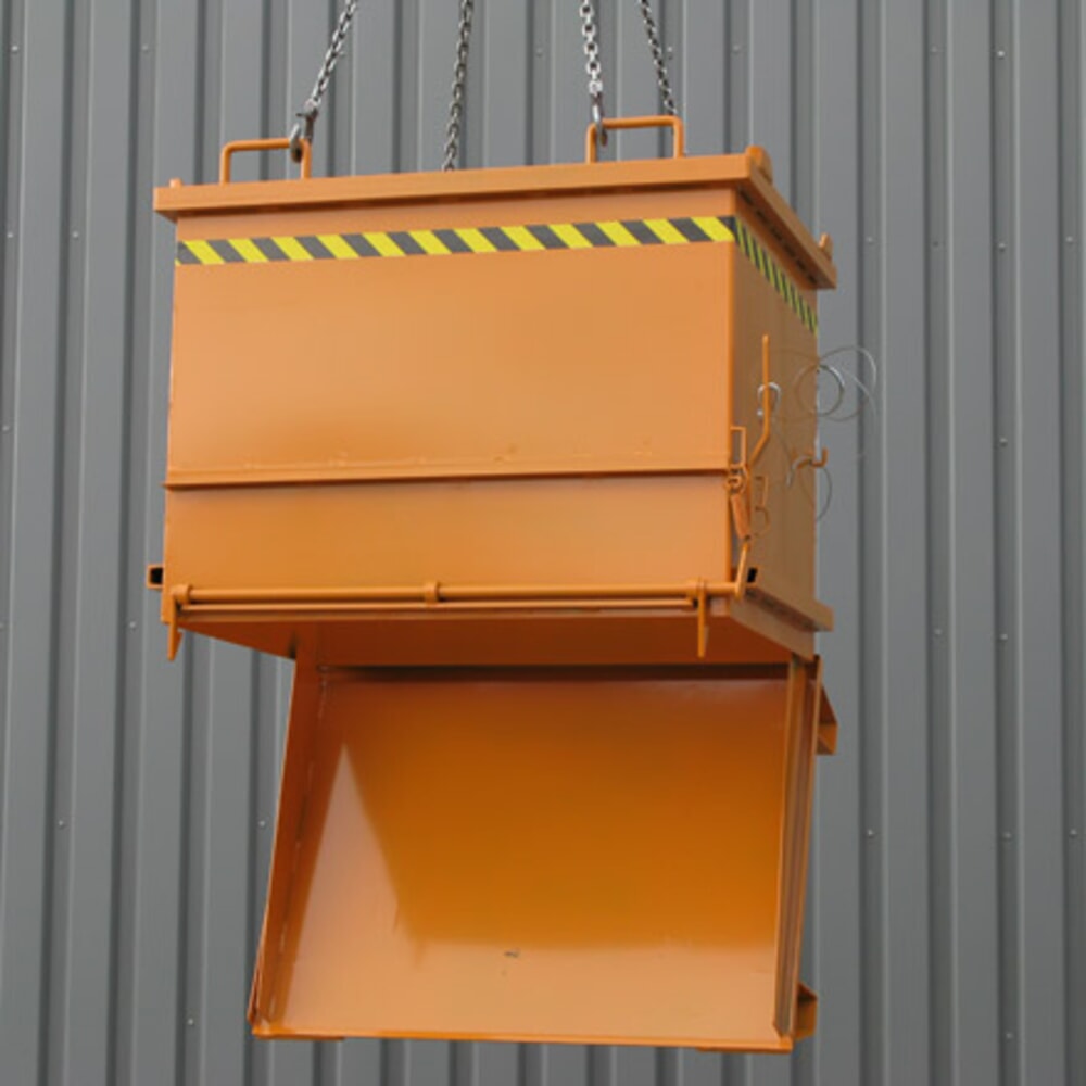 N° de l'image du produit 5 : Eichinger® Conteneur pour matériaux de construction à fond basculant, 1 000 kg, 300 litres orangé pur