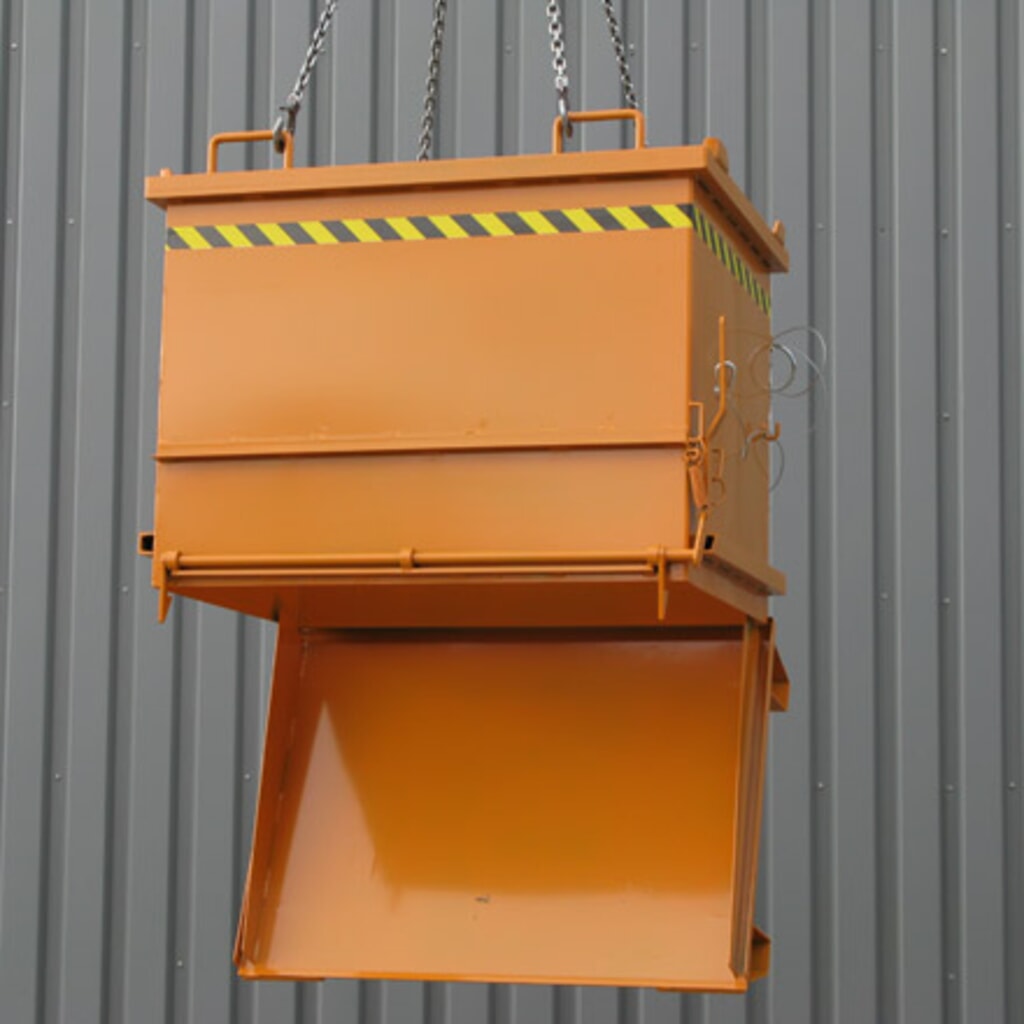 Eichinger® Conteneur pour matériaux de construction à fond basculant, 2000 kg, 1000 litres, orangé pur N° de l'image du produit 5 : Eichinger® Conteneur pour matériaux de construction à fond basculant, 2000 kg, 1000 litres, orangé pur