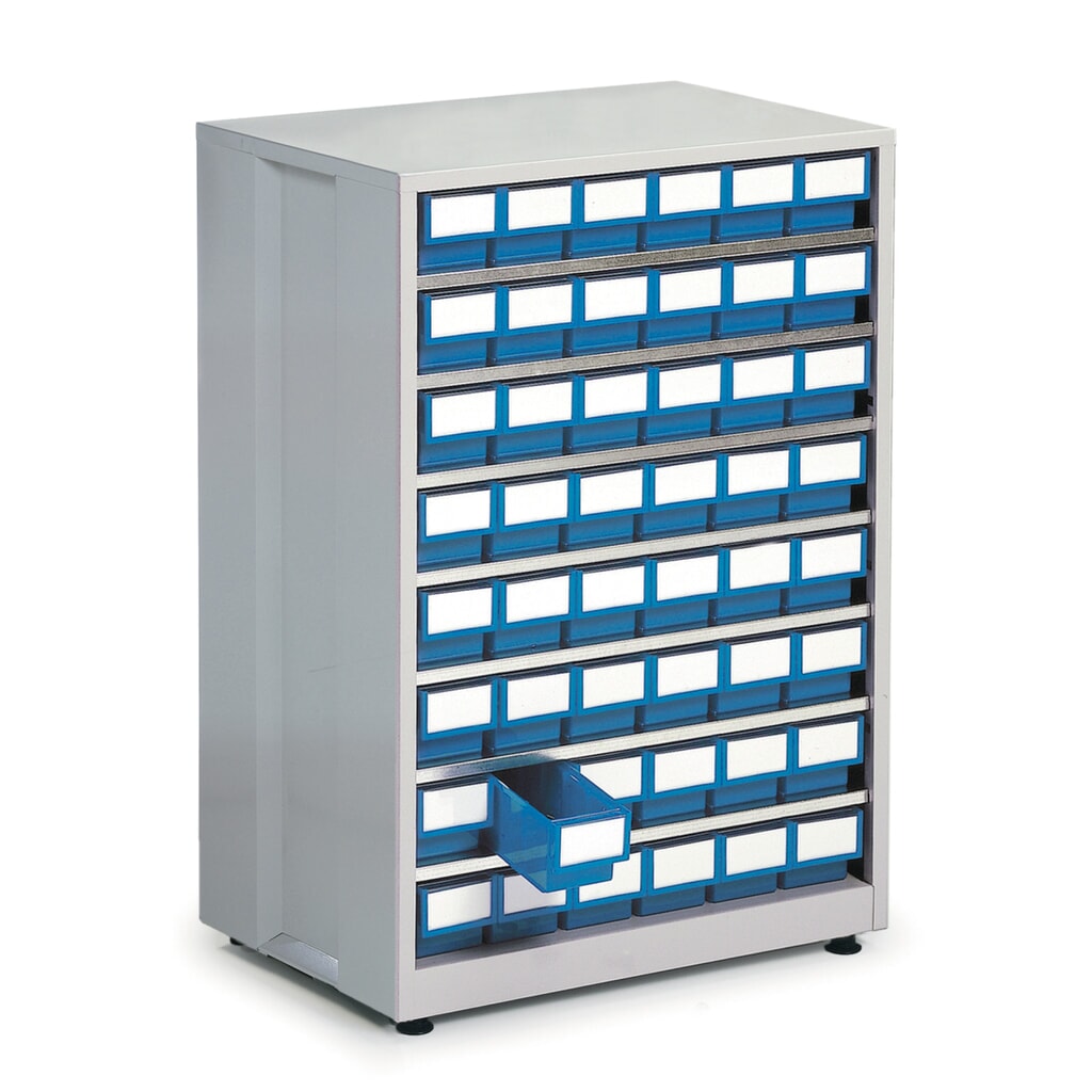 Système de rangement à tiroirs, 48 tiroirs, bleu Illustration du produit: Système de rangement à tiroirs, 48 tiroirs, bleu