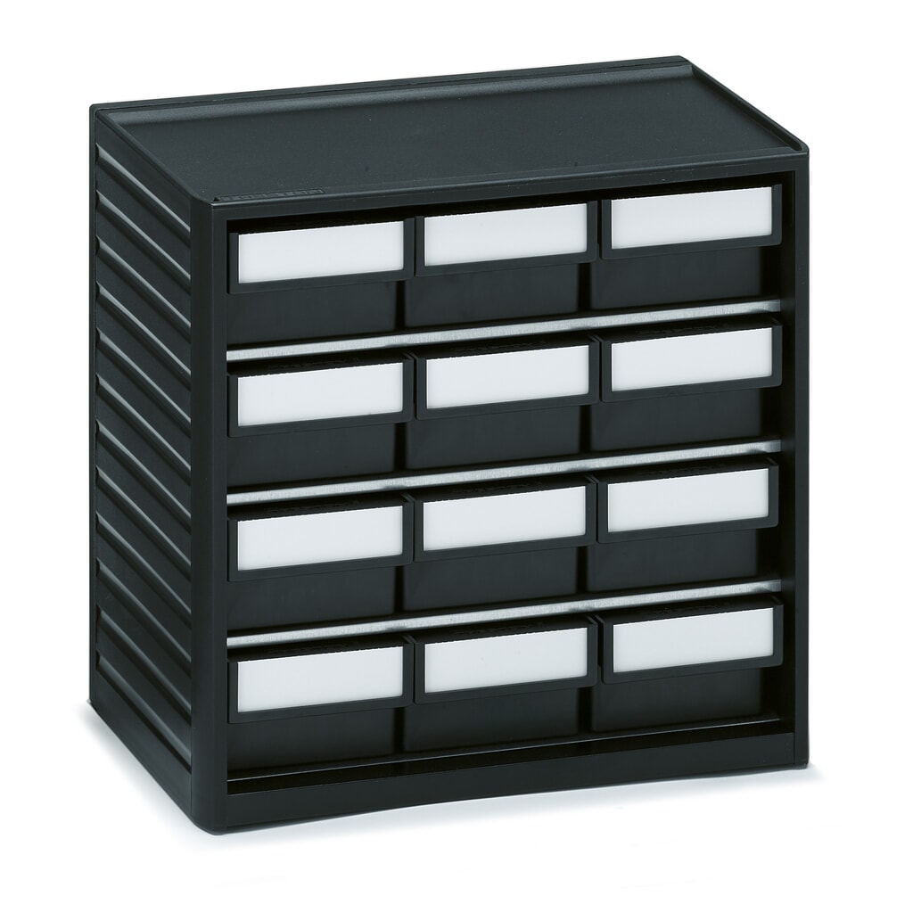 Système de rangement pour petites pièces TRESTON, ESD, 12 tiroirs, dimensions du cadre HxlxP 290 x 310 x 180 mm Illustration du produit: Système de rangement pour petites pièces TRESTON, ESD, 12 tiroirs, dimensions du cadre HxlxP 290 x 310 x 180 mm