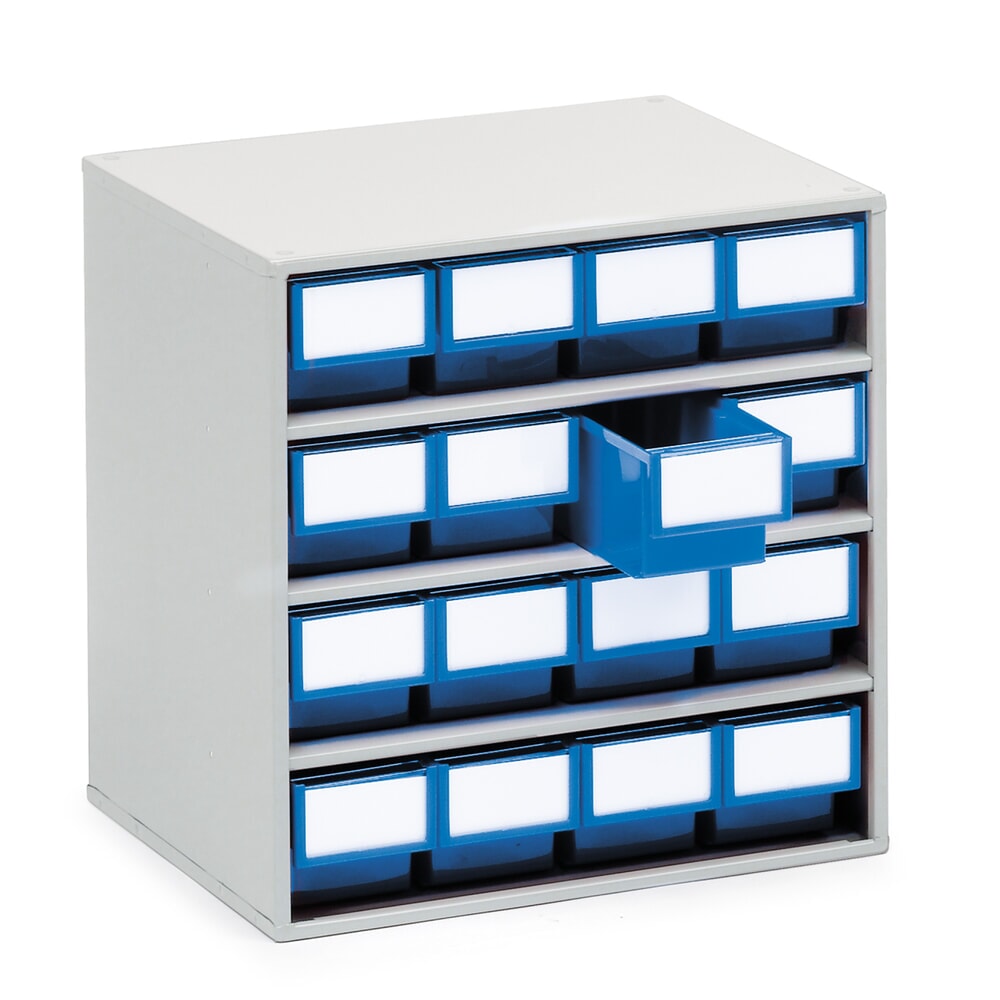N° de l'image du produit 1 : Système de rangement à tiroirs, 16 tiroirs, profondeur 300 mm, bleu