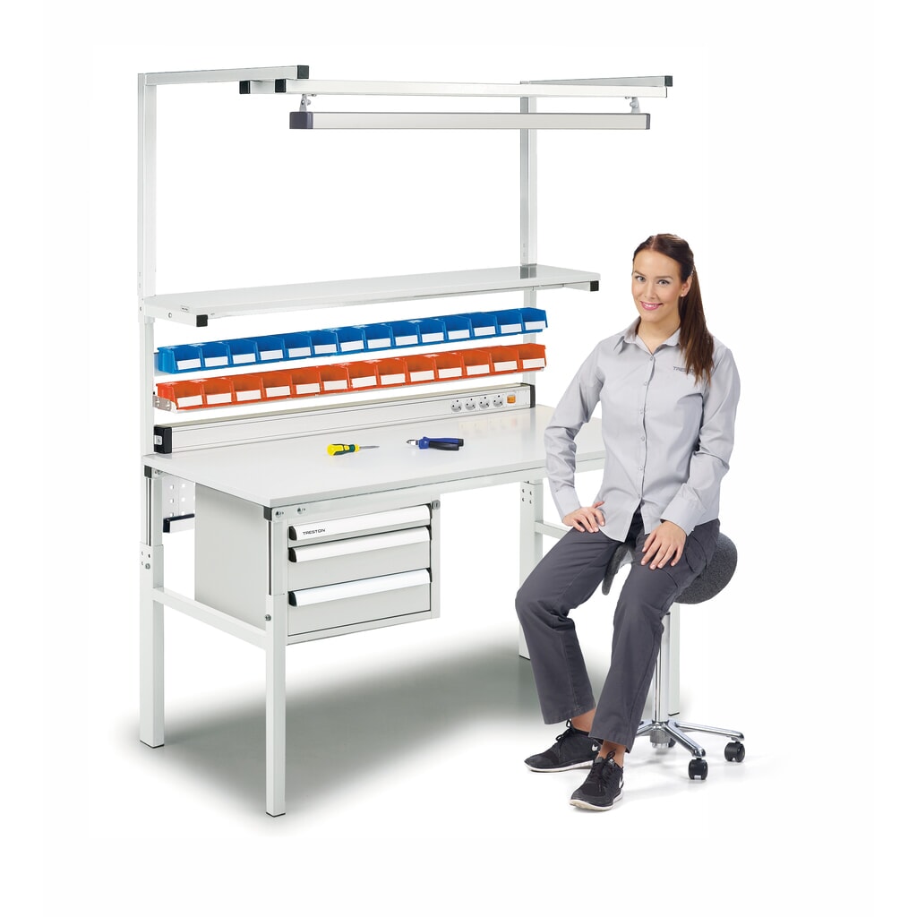 TRESTON Table de travail avec tablette surélevée, réglable en hauteur, capacité de charge 300 kg, lxP 1 500 x 900 mm N° de l'image du produit 5 : TRESTON Table de travail avec tablette surélevée, réglable en hauteur, capacité de charge 300 kg, lxP 1 500 x 900 mm