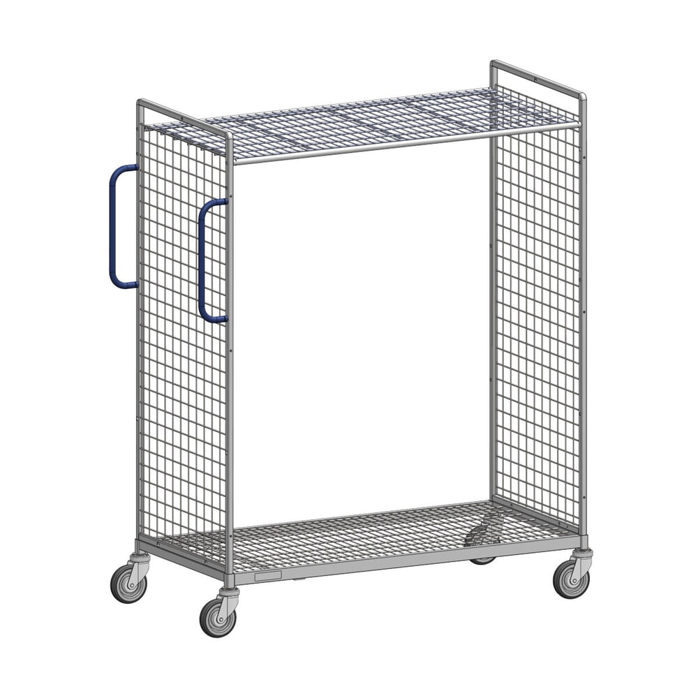 Illustration du produit: Chariot de préparation de commandes Ameise® AK-L, 2 parois grillagées, 1 plateau intermédiaire inclus, HxlxP 1 625 x 660 x 1 330 mm