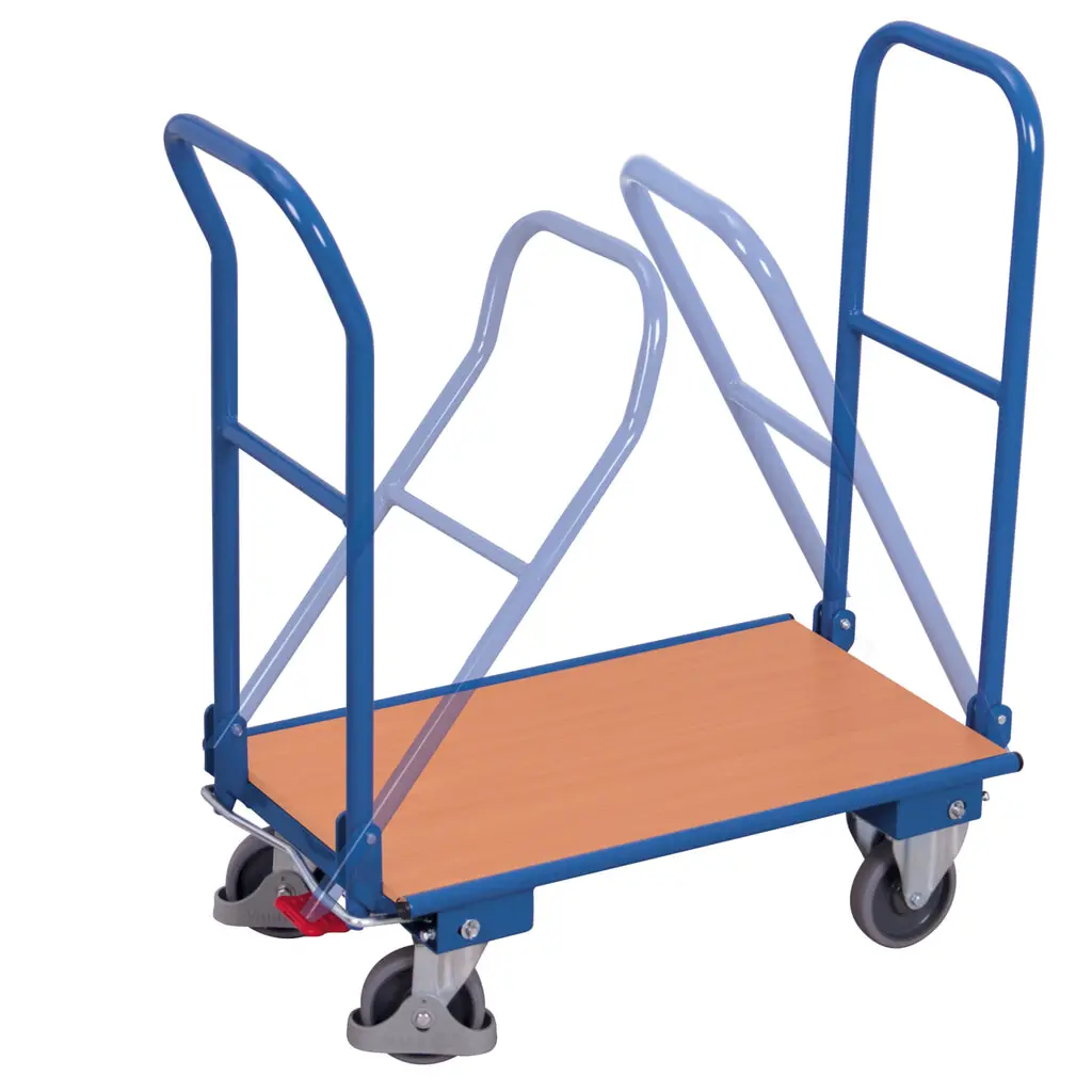Illustration du produit: VARIOfit® Klappwagen, 2 Bügel, EasySTOP®-Bremssystem, HxBxT 940 mm x 850 mm x 450 mm, enzianblau