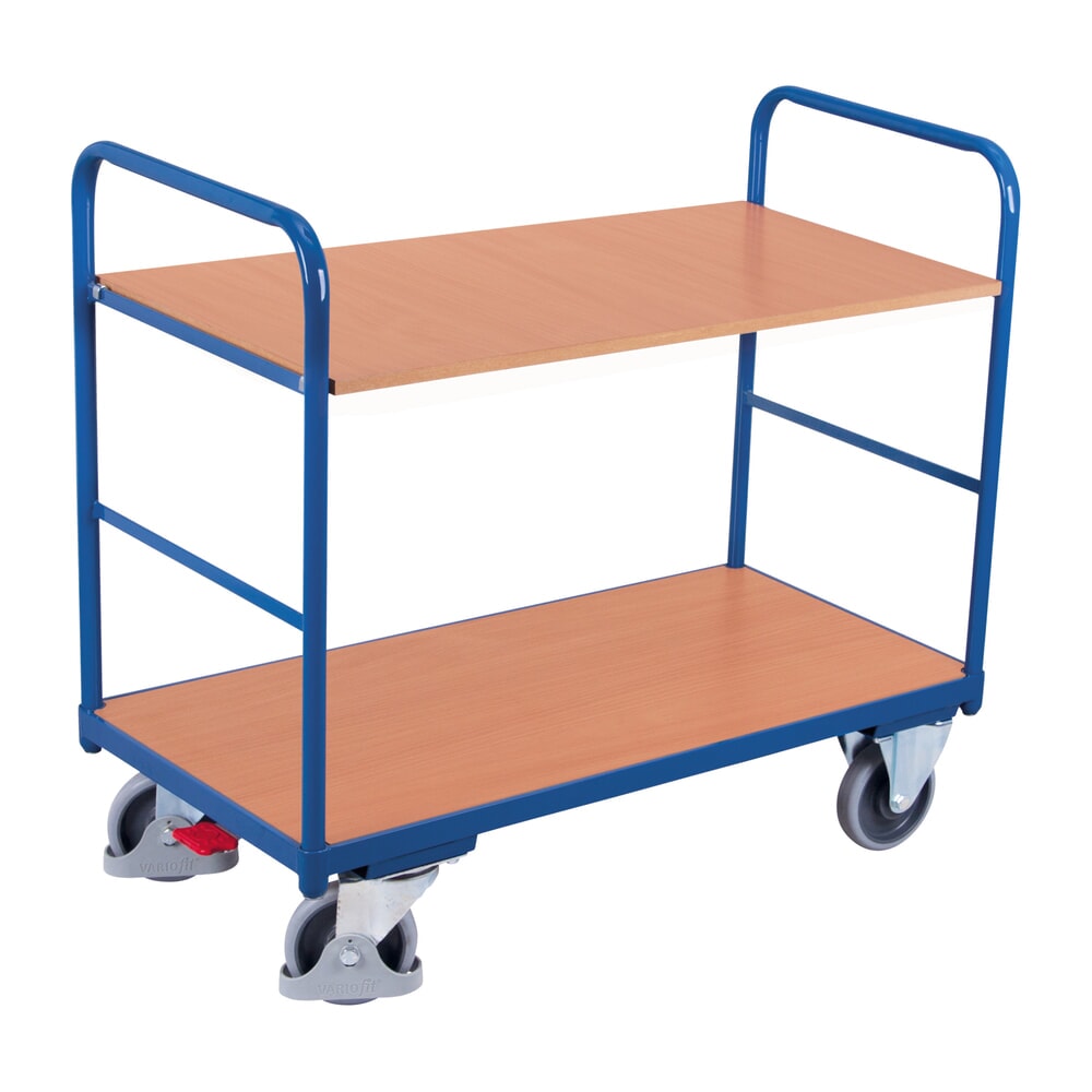 Illustration du produit: VARIOfit® Tischwagen, 2 Böden, HxBxT 990 mm x 910 mm x 500 mm, enzianblau