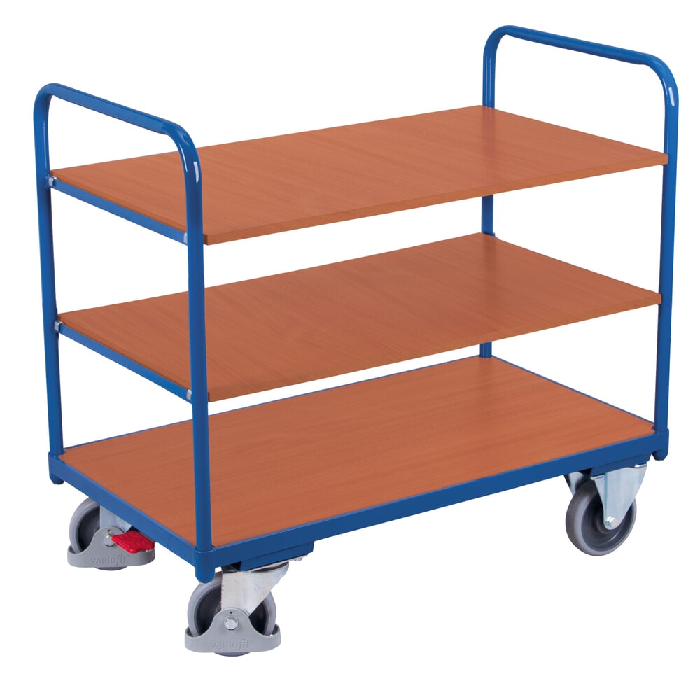 Illustration du produit: VARIOfit® Tischwagen, 3 Böden, HxBxT 990 mm x 910 mm x 500 mm, enzianblau