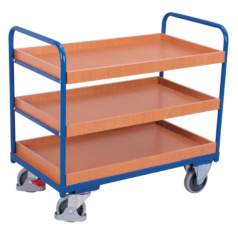 Illustration du produit: VARIOfit® Tischwagen, 3 Tabletts, HxBxT 990 mm x 910 mm x 500 mm, enzianblau