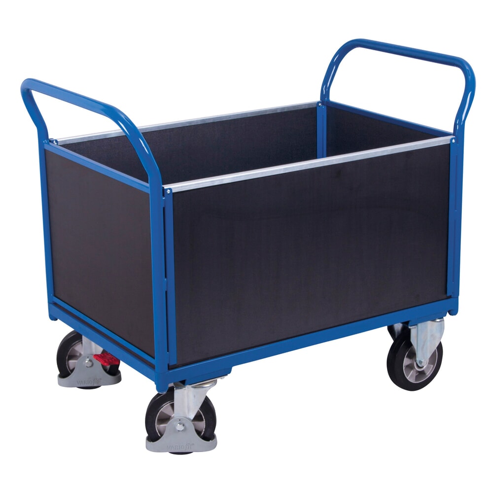 Illustration du produit: VARIOfit® Vierwandwagen, Siebdruckplatte, Tragfähigkeit 1000 kg, HxBxT 1015 mm x 1195 mm x 700 mm, enzianblau