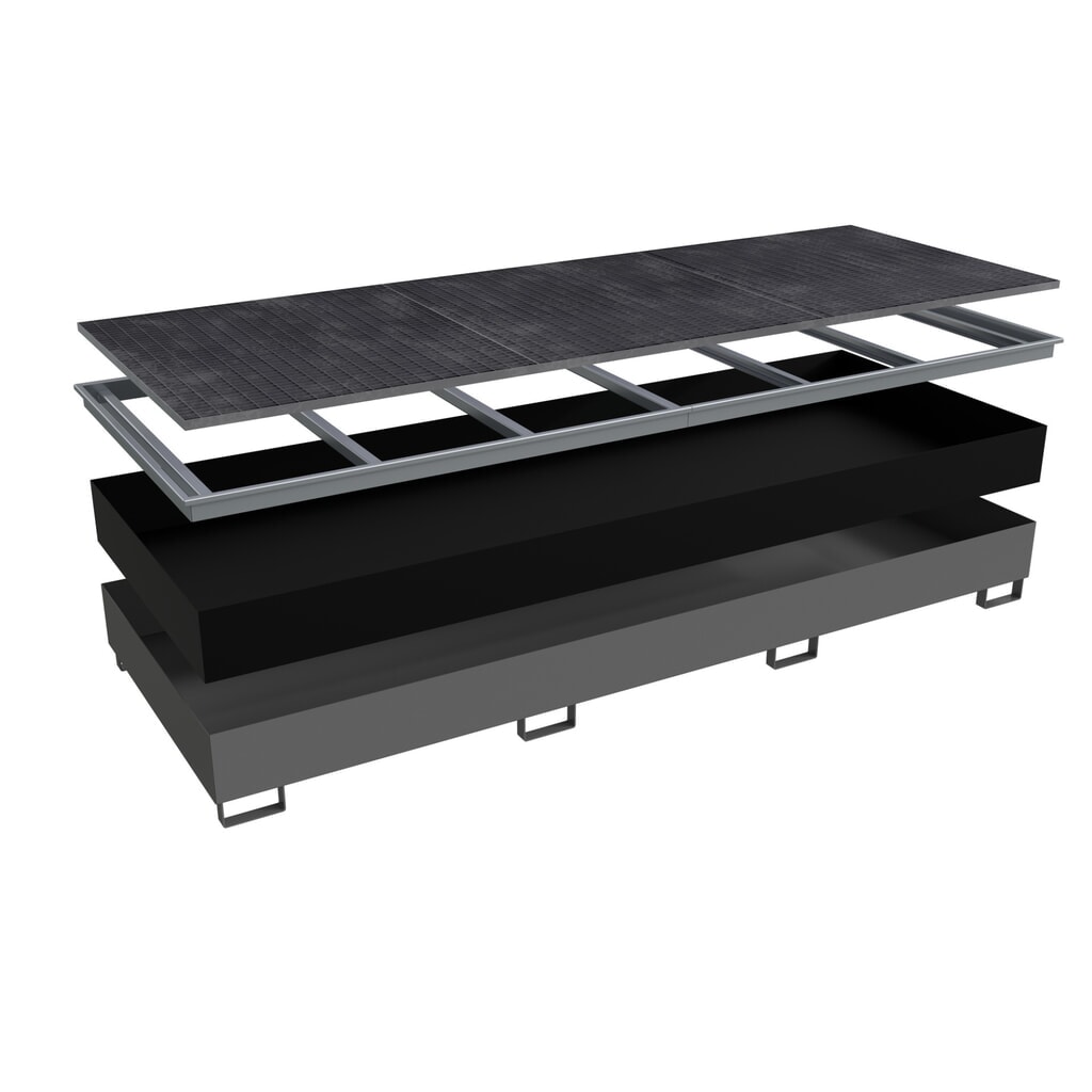 Bauer® Stahl-Auffangwanne RW-GR 3600-3 PE, lackiert, mausgrau N° de l'image du produit 2 : Bauer® Stahl-Auffangwanne RW-GR 3600-3 PE, lackiert, mausgrau