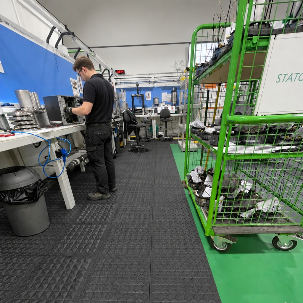 N° de l'image du produit 2 : REBOURNE® Anti-Ermüdungsmatte H5, hochbelastbar, ESD-Ausführung, modulare Kachel, BxL 460 mm x 460 mm
