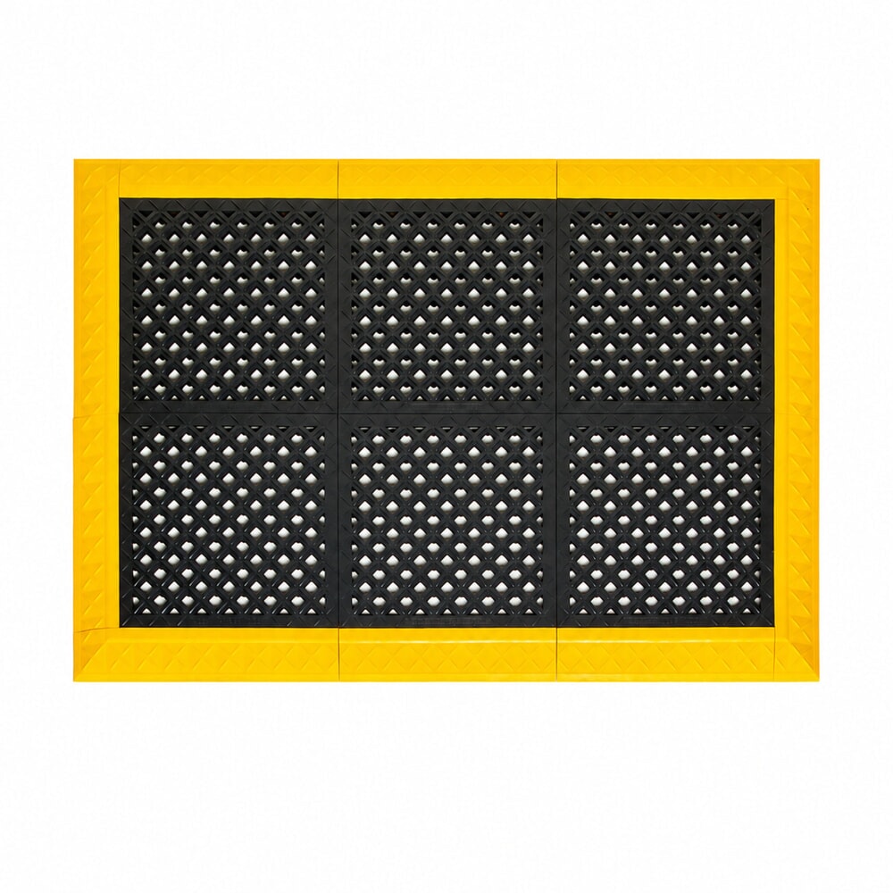 N° de l'image du produit 2 : REBOURNE® Anti-Ermüdungsmatte H2, hochbelastbar, gelochte Oberfläche, Arbeitsplatz-Set mit 4 Randleisten, BxL 1220 mm x 1580 mm