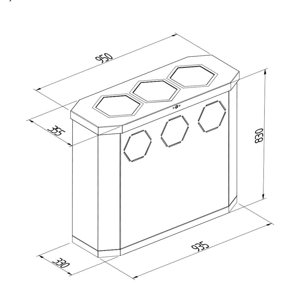 N° de l'image du produit 2 : Conteneur à déchets stumpf®, Sixco 3 smart gris clair