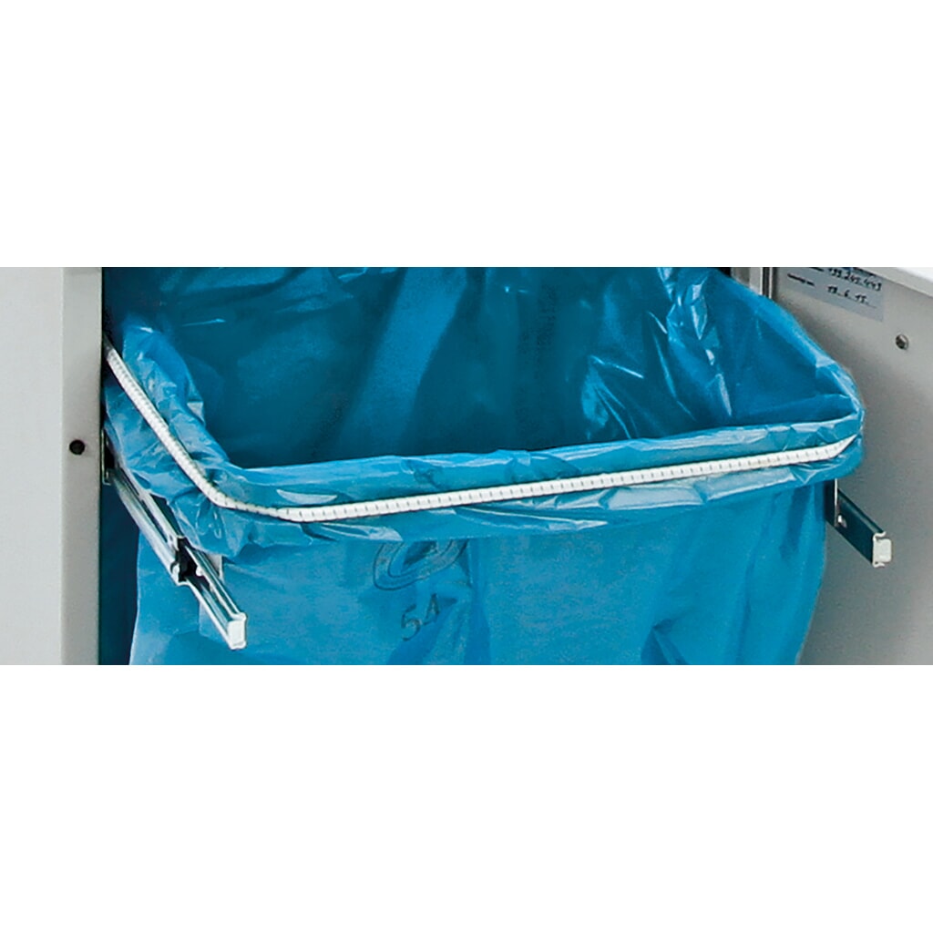 N° de l'image du produit 4 : Collecteur de matériaux stumpf® avec pédale, support pour sacs poubelle, tôle d'acier galvanisée, 45 litres, gris clair