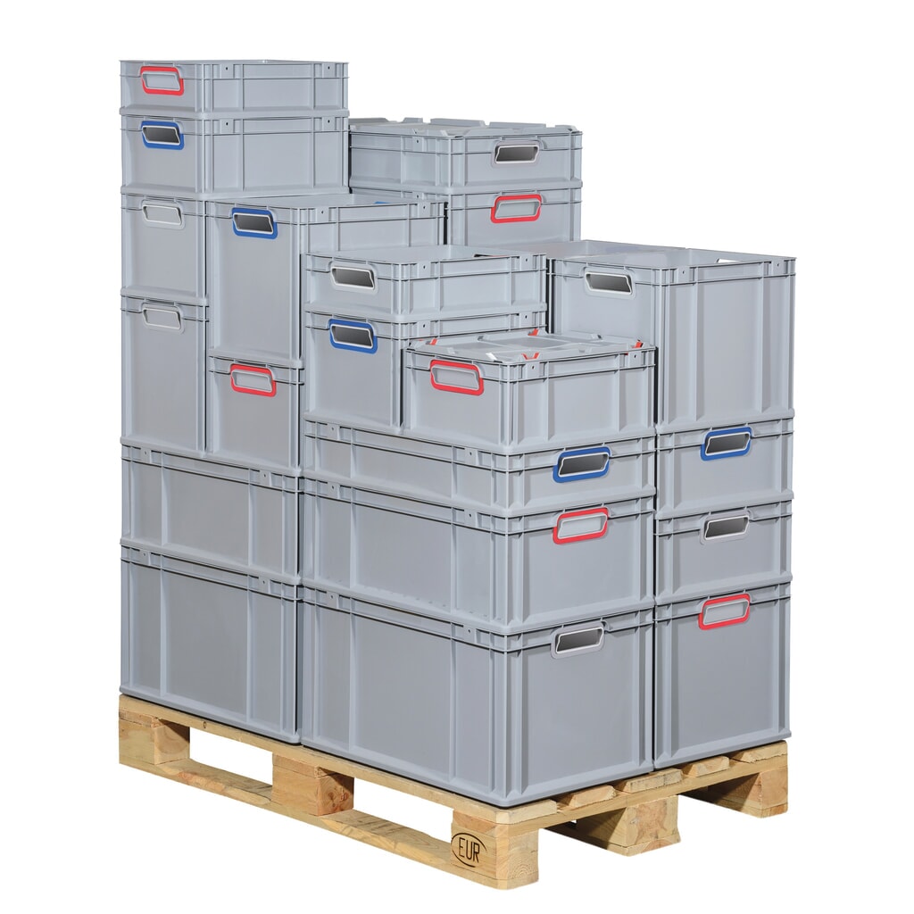 N° de l'image du produit 2 : Allit Eurobox, avec poignées grises, haut. x larg. x prof. 220 x 600 x 400 mm, 44 litres, 4 pièces/UV