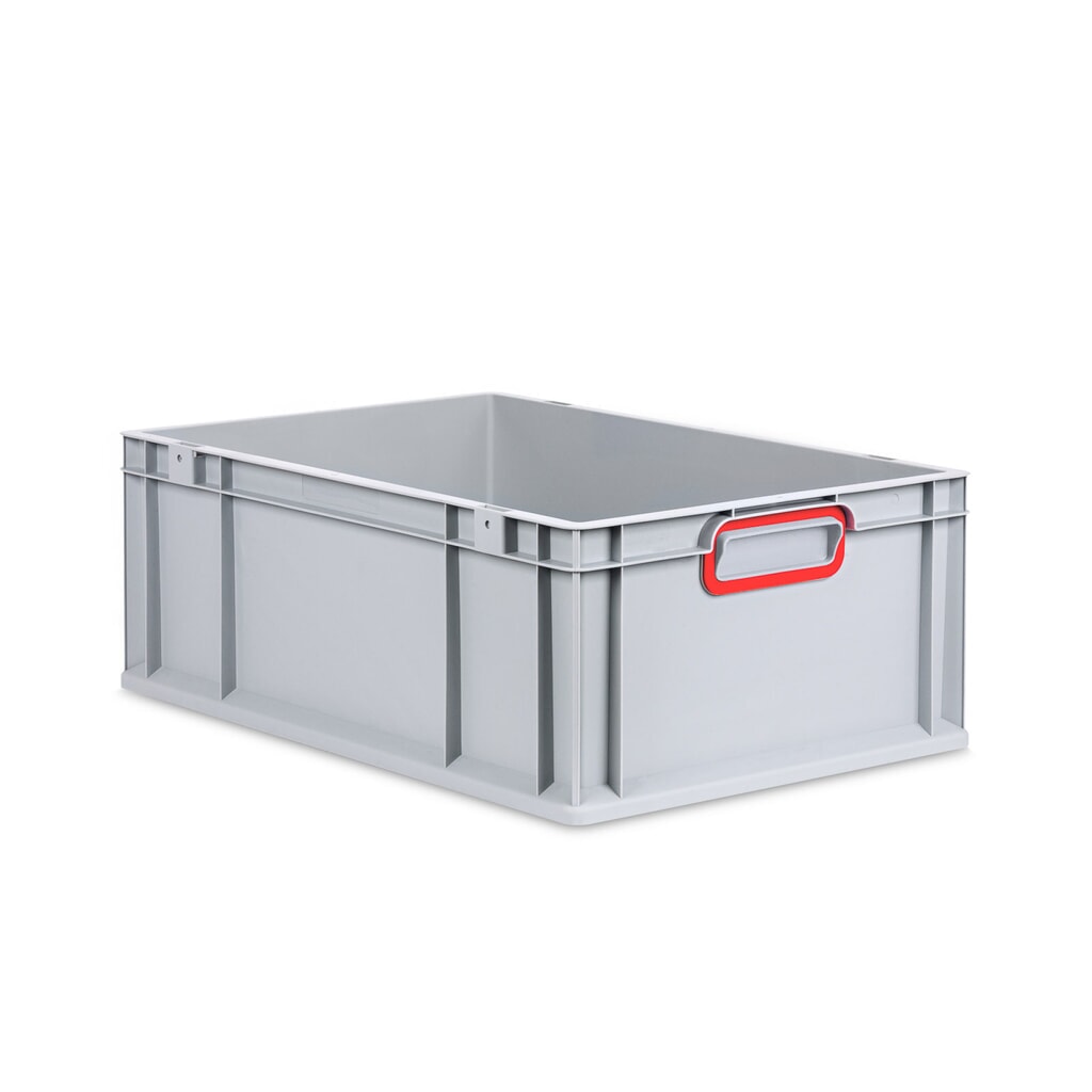 Allit Eurobox, avec poignées encastrées rouges, haut. × larg. × prof. 220 × 600 × 400 mm, 44 litres Illustration du produit: Allit Eurobox, avec poignées encastrées rouges, haut. × larg. × prof. 220 × 600 × 400 mm, 44 litres