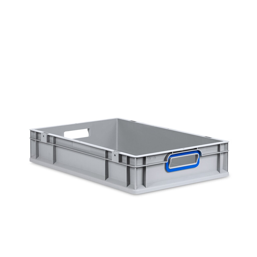 Allit Eurobox, avec poignées bleues, haut. x larg. x prof. 120 x 600 x 400 mm, 23 litres Illustration du produit: Allit Eurobox, avec poignées bleues, haut. x larg. x prof. 120 x 600 x 400 mm, 23 litres