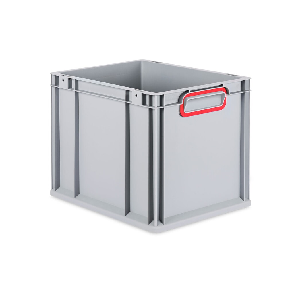 Illustration du produit: Allit Eurobox, avec poignées encastrées rouges, haut. x larg. x prof. 320 x 400 x 300 mm, 30 litres
