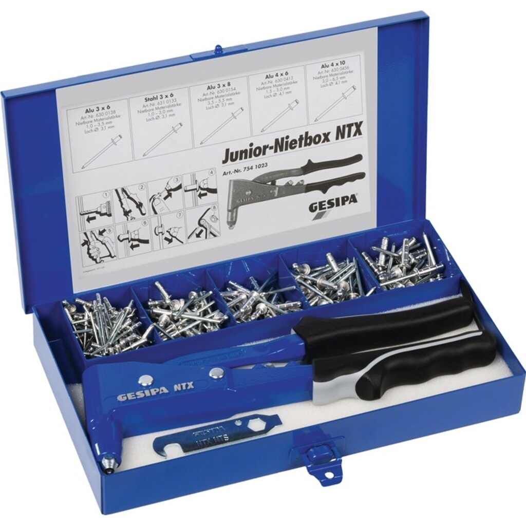 Assortiment de rivets POP Junior-Nietbox 352 pièces NTX et rivet POP alu/acier, Illustration du produit: Assortiment de rivets POP Junior-Nietbox 352 pièces NTX et rivet POP alu/acier,
