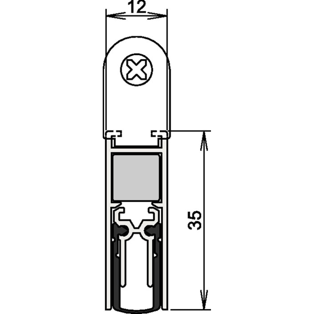 Illustration du produit: ATHMER Türdichtung Doppeldicht® M-12/35 1-393, Aluminium silberfarben eloxiert, 2-seitig Länge 833 mm, Holztüren