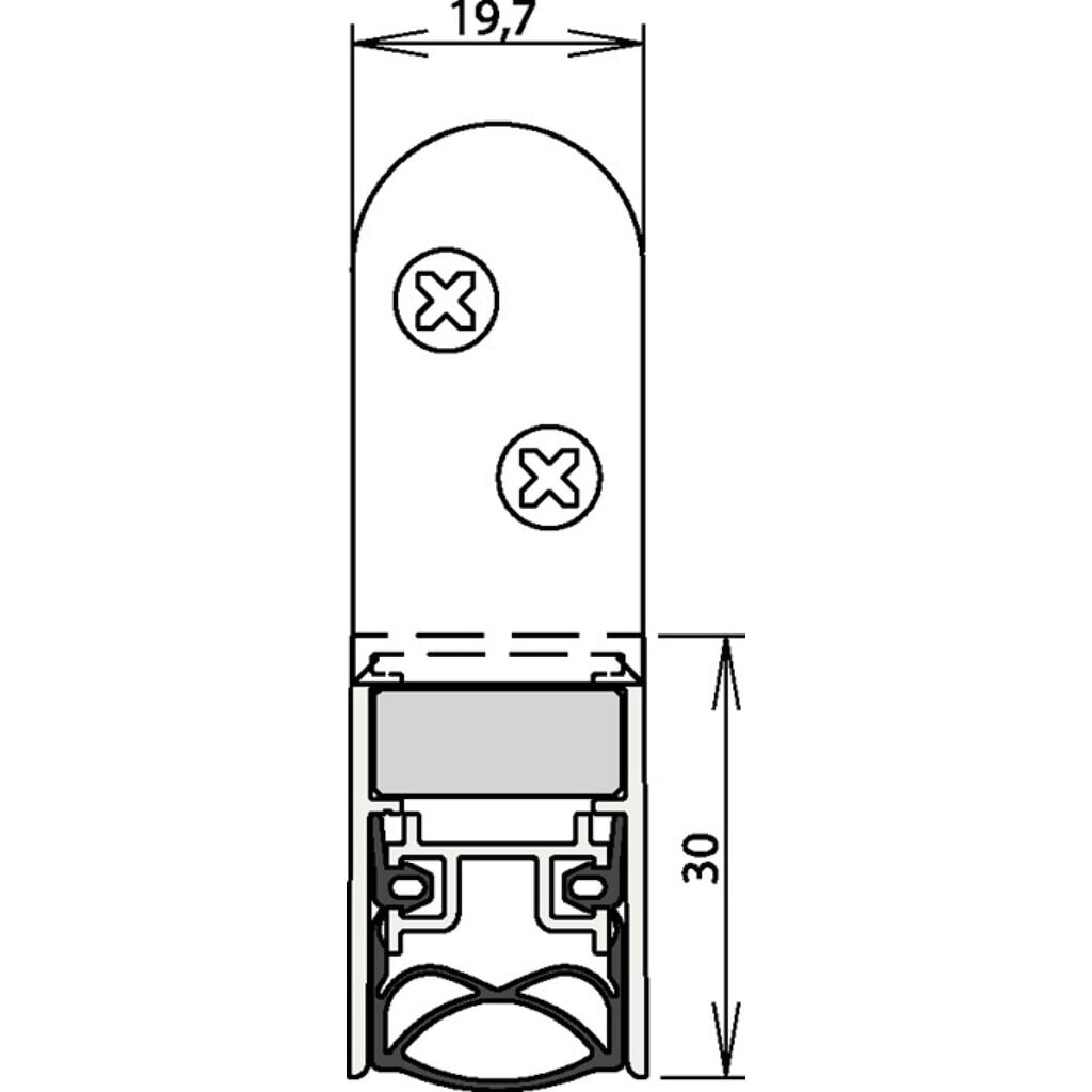 Illustration du produit: ATHMER Türdichtung Schall-Ex® Ultra WS 1-290, Aluminium silberfarben eloxiert, 2-seitig Länge 833 mm, Holztüren