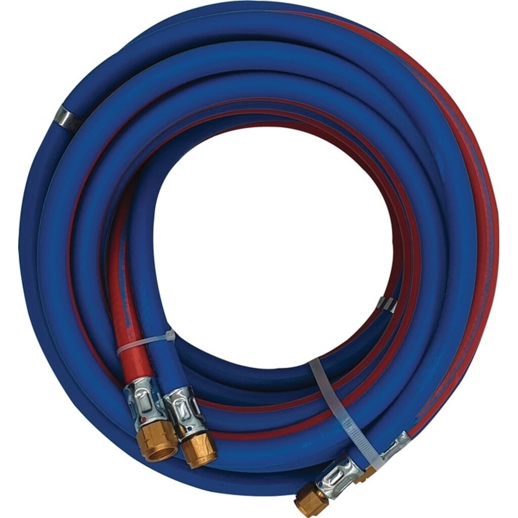 Autogenzwillingsschlauch, Wandstärke 5 / 3,5 mm, Länge 5 m Innen-Ø 6 / 9 mm, blau / rot Illustration du produit: Autogenzwillingsschlauch, Wandstärke 5 / 3,5 mm, Länge 5 m Innen-Ø 6 / 9 mm, blau / rot