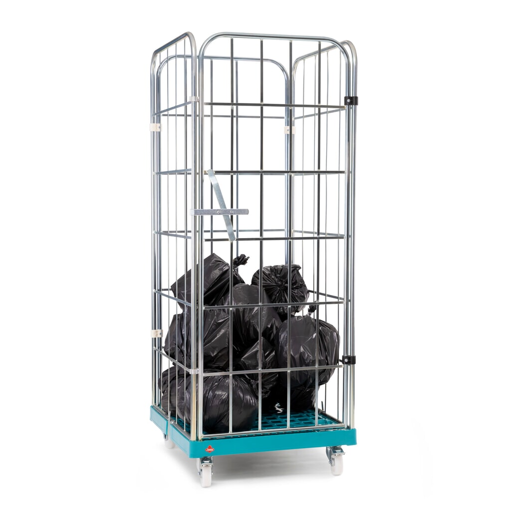 Ameise® Bac à roulettes, 4 côtés, à mailles grossières, électro-zingué, plateau à roulettes en plastique, HxlxP 1 640 x 724 x 815 mm, avec paroi avant pivotante d'une seule pièce N° de l'image du produit 5 : Ameise® Bac à roulettes, 4 côtés, à mailles grossières, électro-zingué, plateau à roulettes en plastique, HxlxP 1 640 x 724 x 815 mm, avec paroi avant pivotante d'une seule pièce