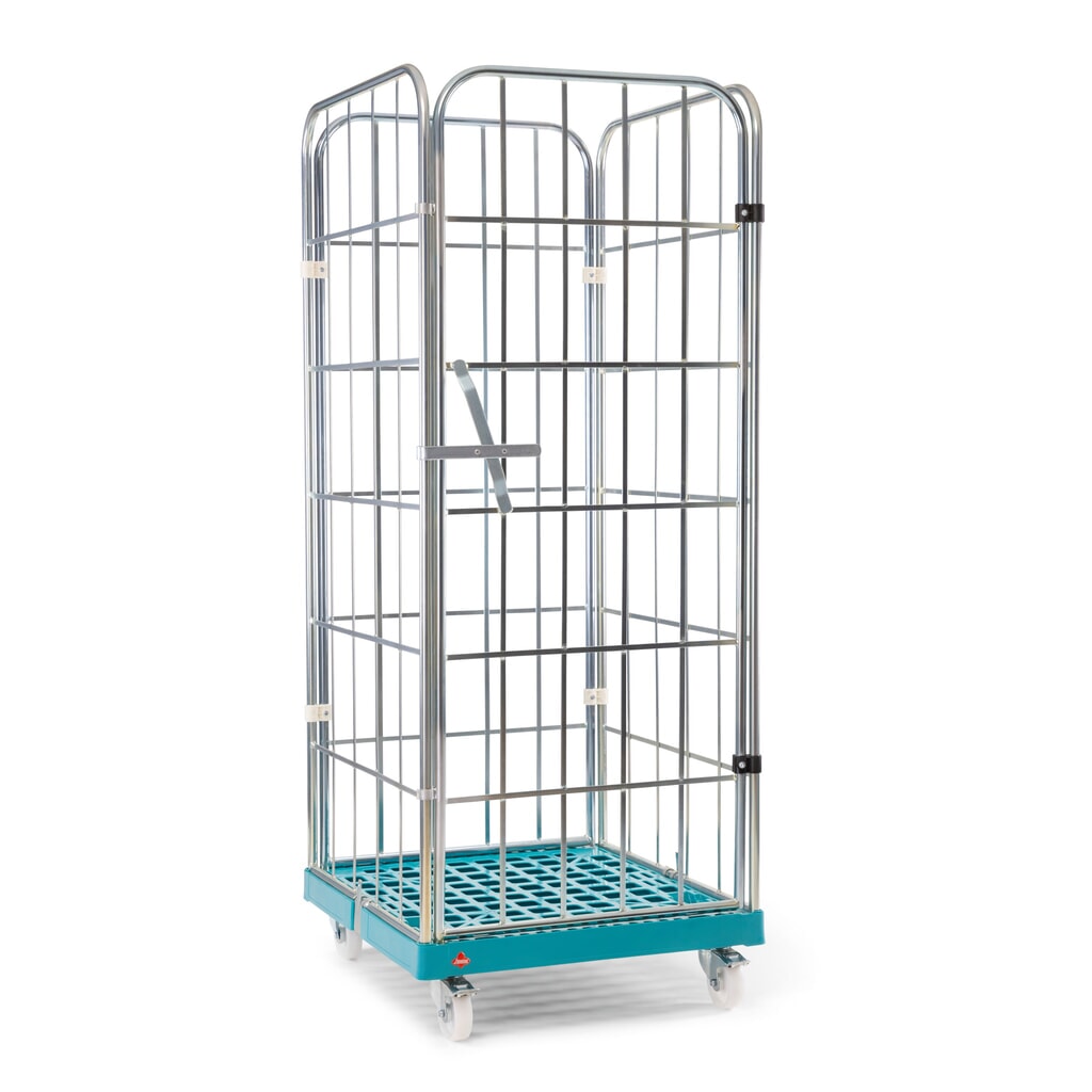 Ameise® Bac à roulettes, 4 côtés, à mailles grossières, électro-zingué, plateau à roulettes en plastique, HxlxP 1 640 x 724 x 815 mm, avec paroi avant pivotante d'une seule pièce N° de l'image du produit 7 : Ameise® Bac à roulettes, 4 côtés, à mailles grossières, électro-zingué, plateau à roulettes en plastique, HxlxP 1 640 x 724 x 815 mm, avec paroi avant pivotante d'une seule pièce