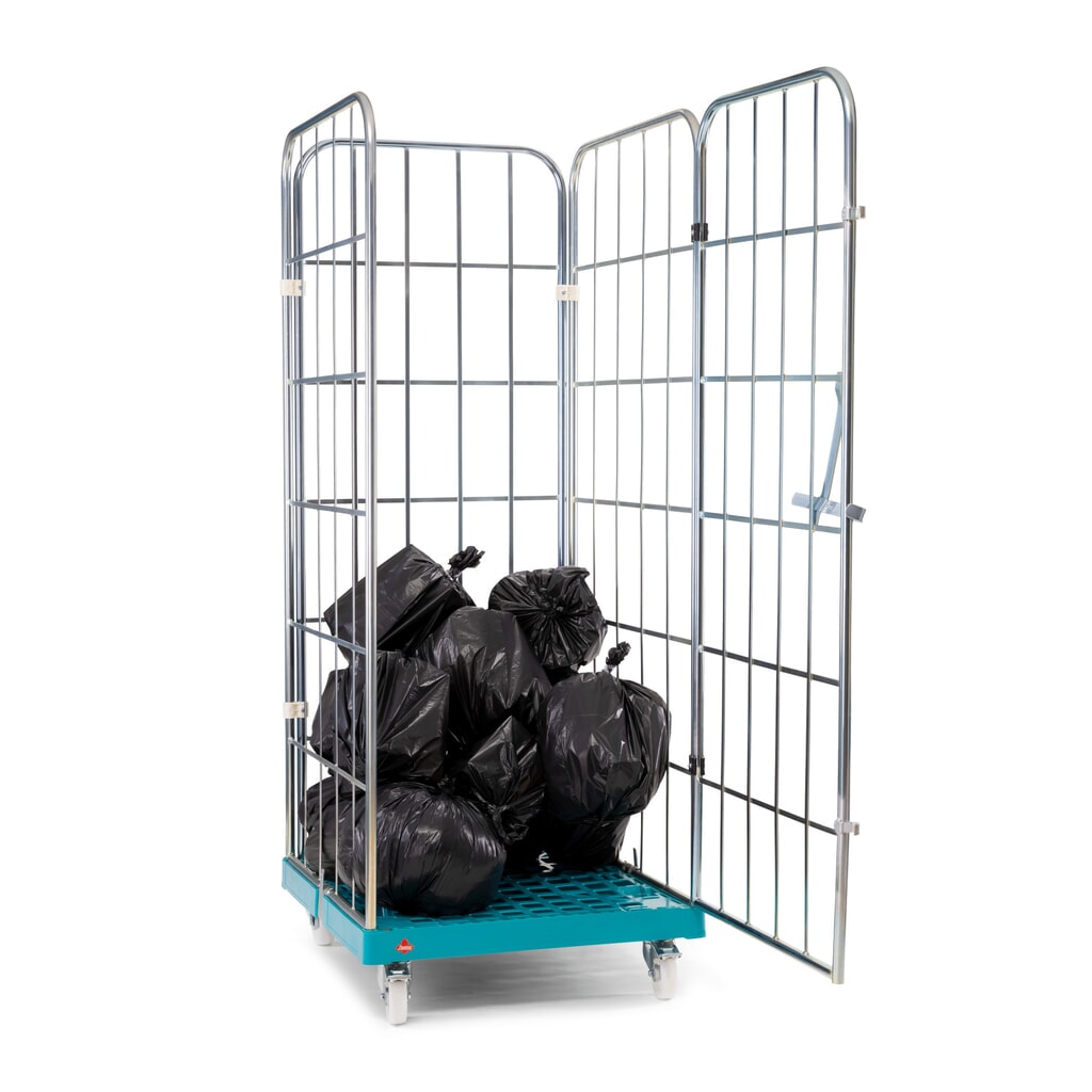 Ameise® Bac à roulettes, 4 côtés, à mailles grossières, électro-zingué, plateau à roulettes en plastique, HxlxP 1 640 x 724 x 815 mm, avec paroi avant pivotante d'une seule pièce N° de l'image du produit 8 : Ameise® Bac à roulettes, 4 côtés, à mailles grossières, électro-zingué, plateau à roulettes en plastique, HxlxP 1 640 x 724 x 815 mm, avec paroi avant pivotante d'une seule pièce